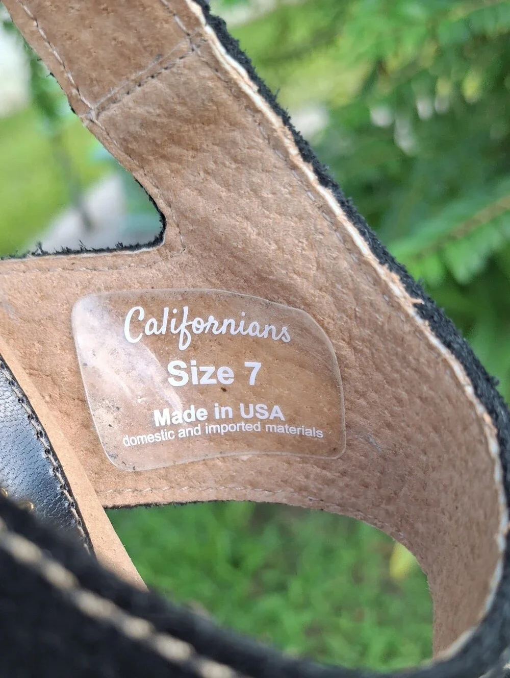 Californians Black Suede Studded Wood Sole Slingback Platform Sandals Clogs Sz 7